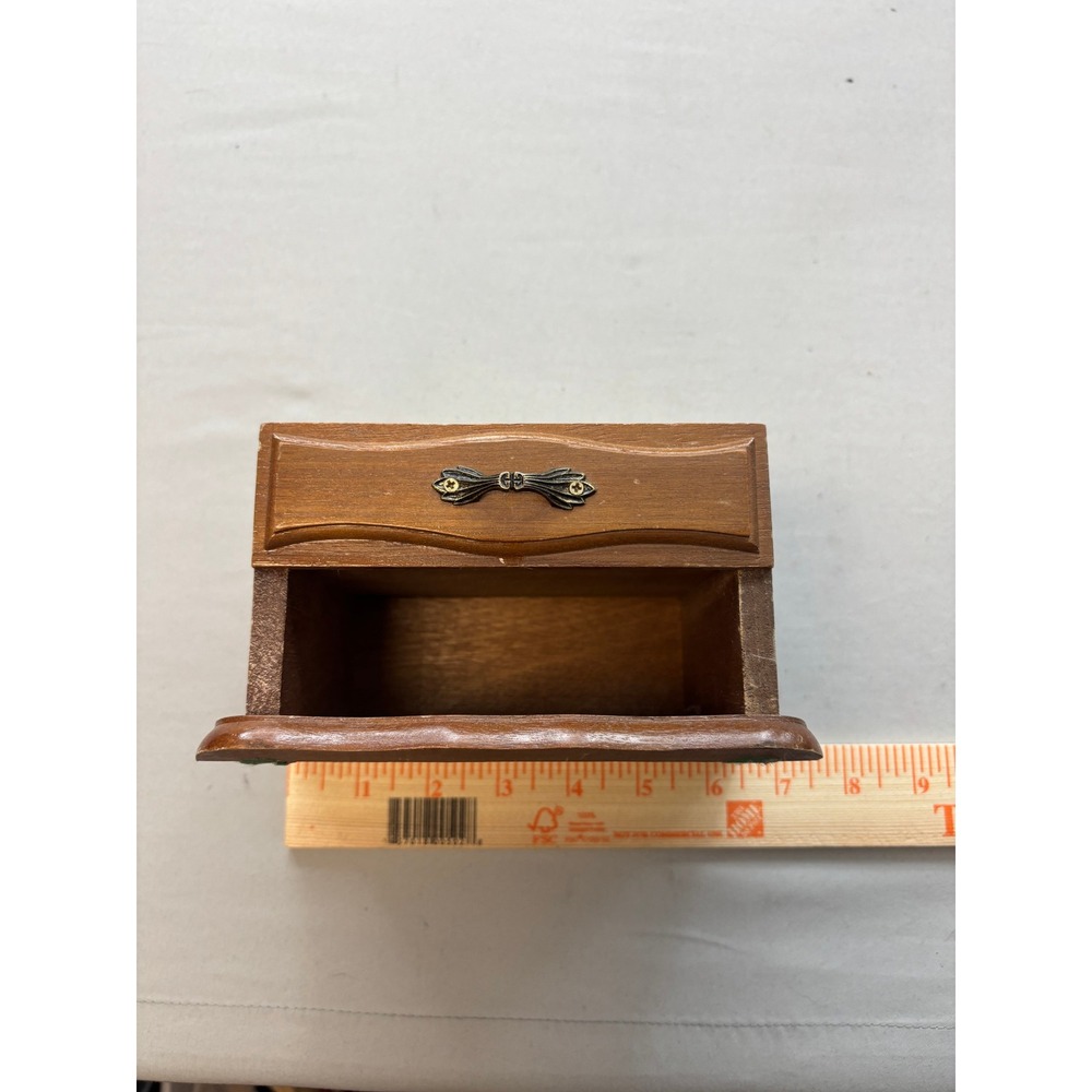 Vintage Wood Jewelry Box Mini Roll Top Ring Organizer Taiwan Repair Project